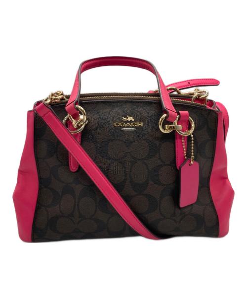 COACH（コーチ）COACH (コーチ) 2WAYバッグ ブラウン×ピンクの古着・服飾アイテム
