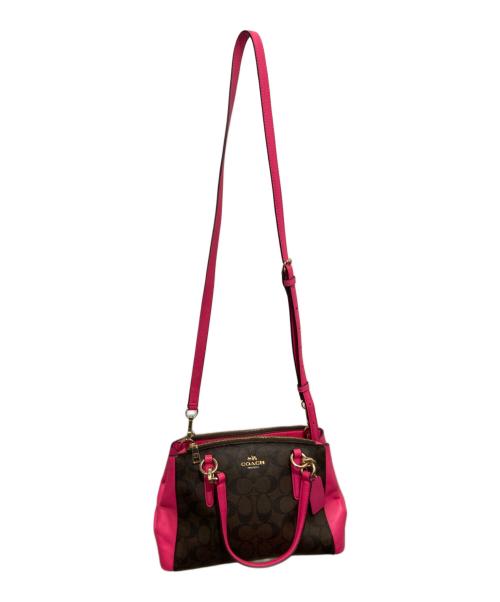 COACH（コーチ）COACH (コーチ) 2WAYバッグ ブラウン×ピンクの古着・服飾アイテム