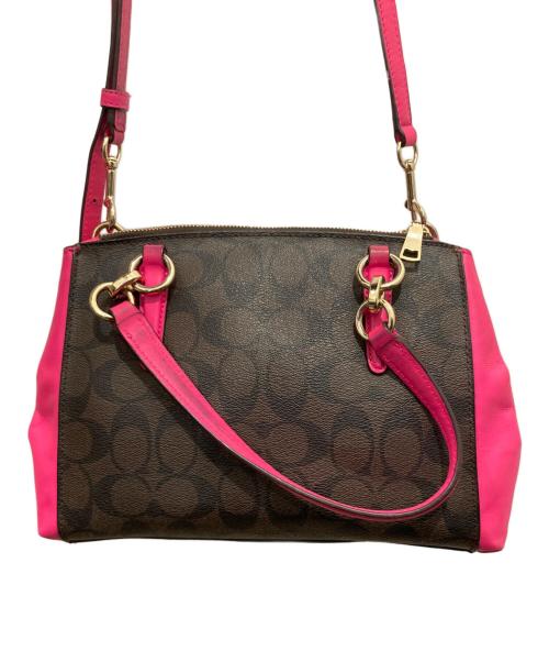 COACH（コーチ）COACH (コーチ) 2WAYバッグ ブラウン×ピンクの古着・服飾アイテム