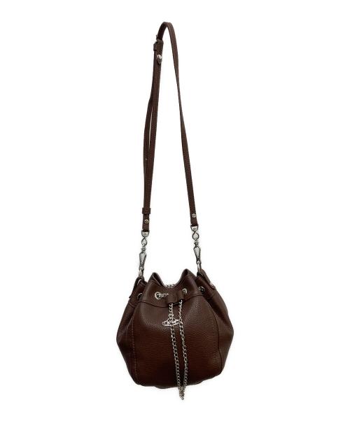 Vivienne Westwood（ヴィヴィアンウエストウッド）Vivienne Westwood (ヴィヴィアンウエストウッド) 巾着ショルダーバッグ ブラウンの古着・服飾アイテム