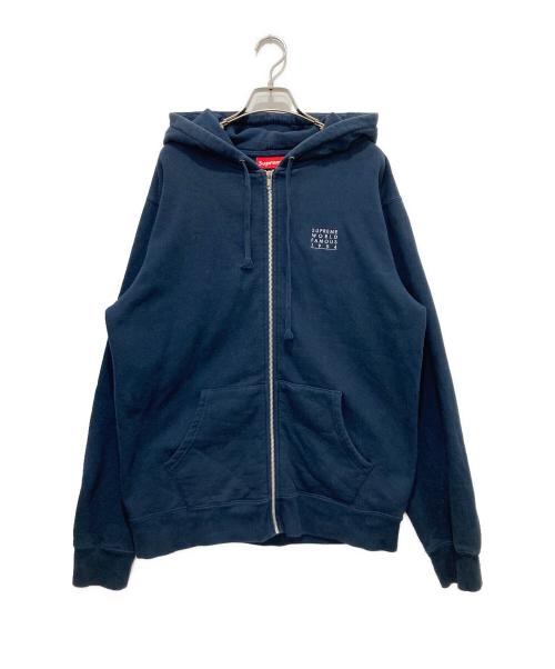 SUPREME（シュプリーム）SUPREME (シュプリーム) World Famous Zip Up Hooded Sweatshirt ネイビー サイズ:Lの古着・服飾アイテム
