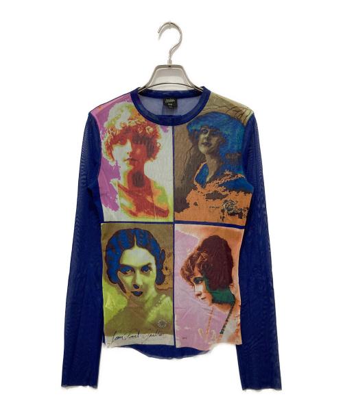 Jean Paul Gaultier homme（ジャンポールゴルチェオム）Jean Paul Gaultier homme (ジャンポールゴルチェオム) Mesh Top ブルー サイズ:48の古着・服飾アイテム
