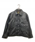 HOUSTONヒューストン）の古着「COW LEATHER TRACK JACKET」｜ブラック