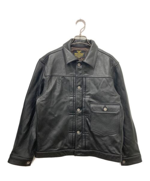 HOUSTON（ヒューストン）HOUSTON (ヒューストン) COW LEATHER TRACK JACKET ブラック サイズ:38の古着・服飾アイテム