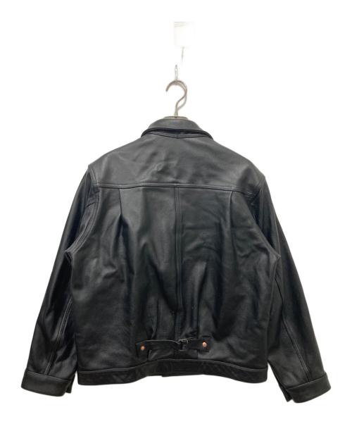 HOUSTON（ヒューストン）HOUSTON (ヒューストン) COW LEATHER TRACK JACKET ブラック サイズ:38の古着・服飾アイテム