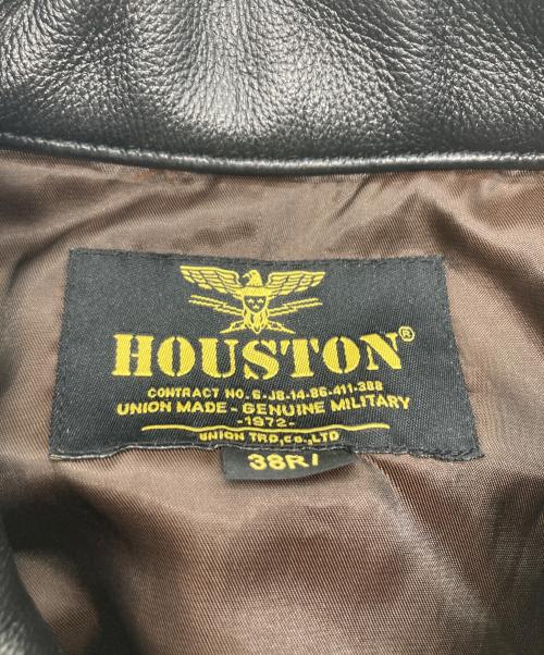 HOUSTON（ヒューストン）HOUSTON (ヒューストン) COW LEATHER TRACK JACKET ブラック サイズ:38の古着・服飾アイテム