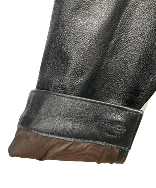 HOUSTON（ヒューストン）HOUSTON (ヒューストン) COW LEATHER TRACK JACKET ブラック サイズ:38の古着・服飾アイテム