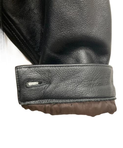 HOUSTON（ヒューストン）HOUSTON (ヒューストン) COW LEATHER TRACK JACKET ブラック サイズ:38の古着・服飾アイテム