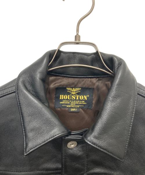 HOUSTON（ヒューストン）HOUSTON (ヒューストン) COW LEATHER TRACK JACKET ブラック サイズ:38の古着・服飾アイテム