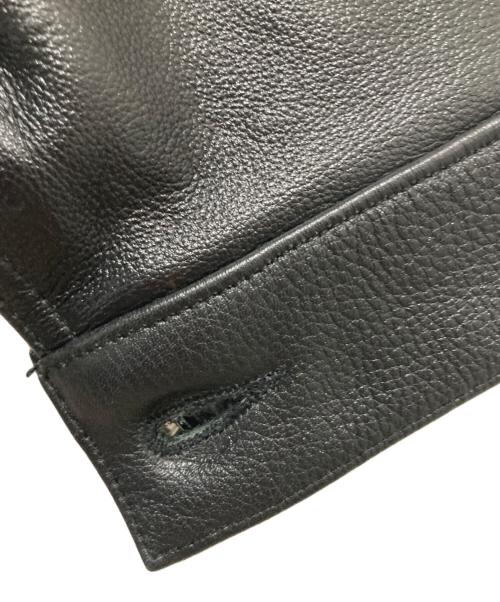 HOUSTON（ヒューストン）HOUSTON (ヒューストン) COW LEATHER TRACK JACKET ブラック サイズ:38の古着・服飾アイテム