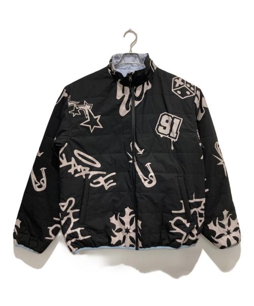 X-LARGE（エクストララージ）X-LARGE (エクストララージ) ALLOVER PRINT REVERSIBLE PUFFE ブラック×ブルー サイズ:Lの古着・服飾アイテム