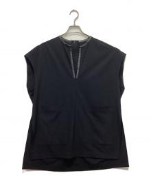 LOHEN（ローヘン）の古着「エコレザーパイピングTOPS」｜ブラック