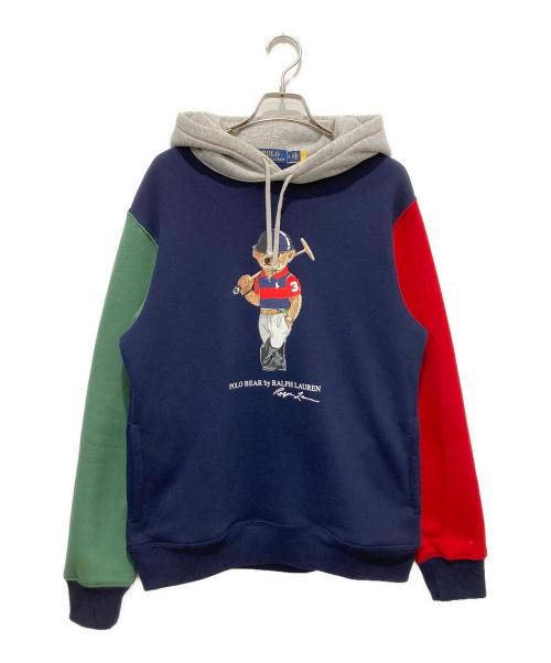 POLO RALPH LAUREN（ポロ・ラルフローレン）POLO RALPH LAUREN (ポロ・ラルフローレン) ポロベアー切替え パーカー ネイビー サイズ:Sの古着・服飾アイテム