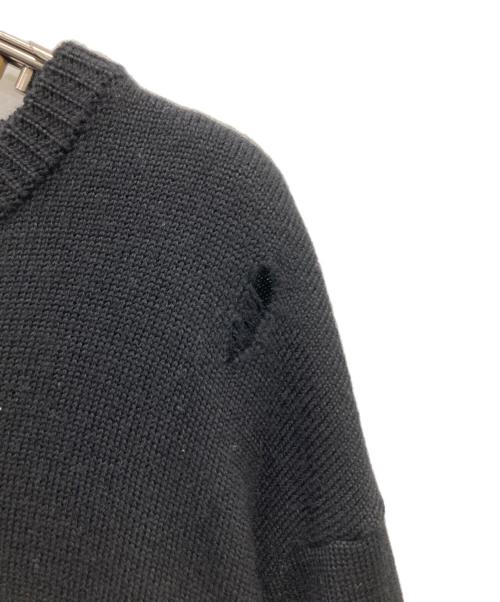 uniform experiment（ユニフォームエクスペリメント）uniform experiment (ユニフォームエクスペリメント) DAMAGED CREW NECK KNIT ブラック サイズ:2の古着・服飾アイテム