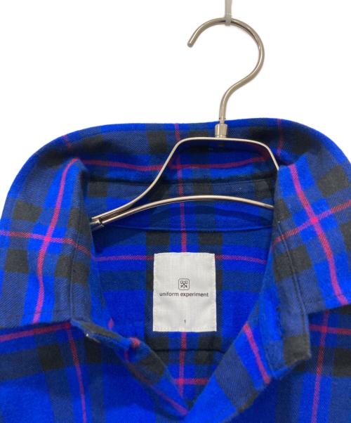 uniform experiment（ユニフォームエクスペリメント）uniform experiment (ユニフォームエクスペリメント) LINE FLANNEL BIG REGULAR COLLAR SHIRT ブルー サイズ:1の古着・服飾アイテム