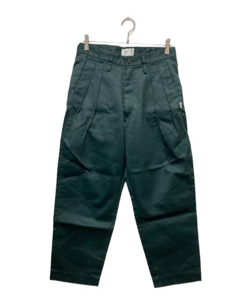 WTAPS（ダブルタップス）WTAPS (ダブルタップス) TUCK TROUSERS COTTON TWILL グリーン サイズ:01の古着・服飾アイテム