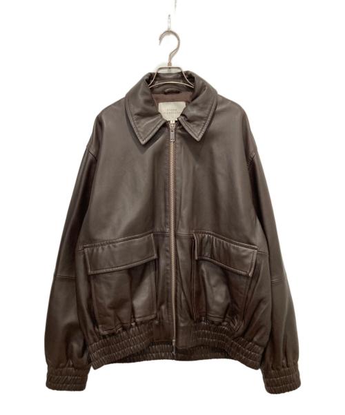 STUDIO NICHOLSON（スタジオ ニコルソン）STUDIO NICHOLSON (スタジオ ニコルソン) PISTON シープレザー ジップアップジャケット ブラウン サイズ:Mの古着・服飾アイテム