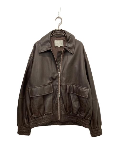 STUDIO NICHOLSON（スタジオ ニコルソン）STUDIO NICHOLSON (スタジオ ニコルソン) PISTON シープレザー ジップアップジャケット ブラウン サイズ:Mの古着・服飾アイテム