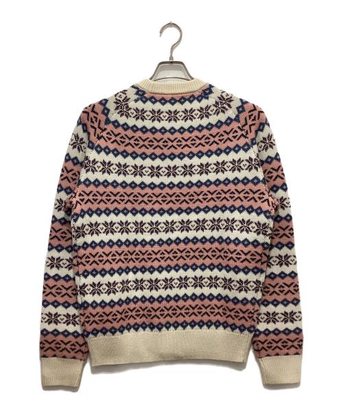 PUMA（プーマ）PUMA (プーマ) Noah (ノア) クルーネックニット ホワイト×ピンク サイズ:Sの古着・服飾アイテム