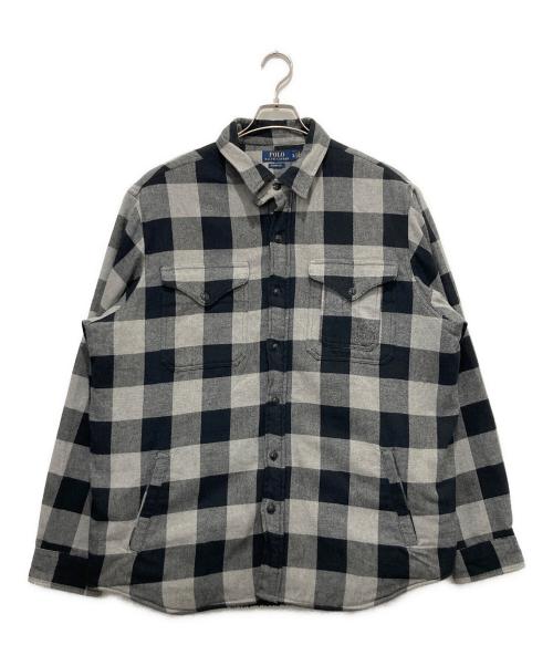 POLO RALPH LAUREN（ポロ・ラルフローレン）POLO RALPH LAUREN (ポロ・ラルフローレン) 裏ボアシャツジャケット ブラック×グレー サイズ:XLの古着・服飾アイテム