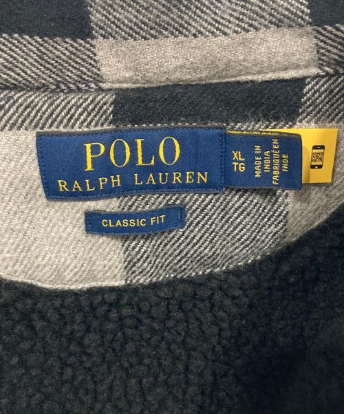 POLO RALPH LAUREN（ポロ・ラルフローレン）POLO RALPH LAUREN (ポロ・ラルフローレン) 裏ボアシャツジャケット ブラック×グレー サイズ:XLの古着・服飾アイテム