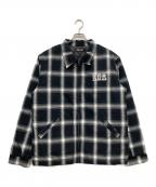WIND AND SEAウィンダンシー）の古着「バック刺繍 ジップアップチェックジャケット」｜ブラック×ホワイト