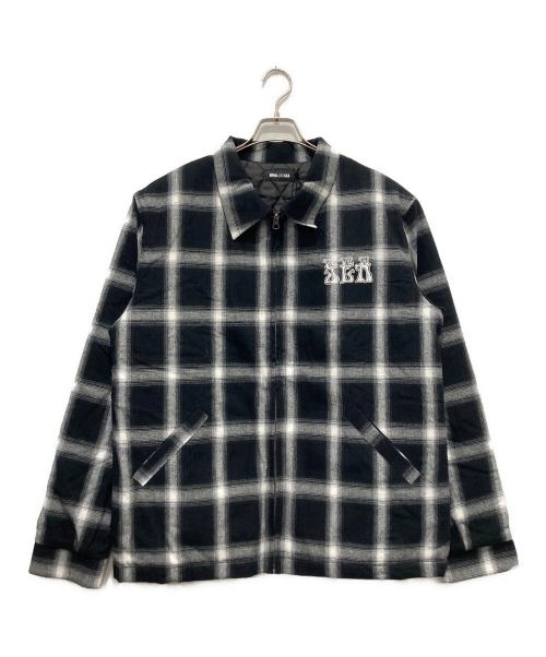 WIND AND SEA（ウィンダンシー）WIND AND SEA (ウィンダンシー) バック刺繍 ジップアップチェックジャケット ブラック×ホワイト サイズ:Lの古着・服飾アイテム