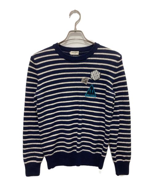 Saint Laurent Paris（サンローランパリ）Saint Laurent Paris (サンローランパリ) ボーダーニット ネイビー サイズ:Mの古着・服飾アイテム