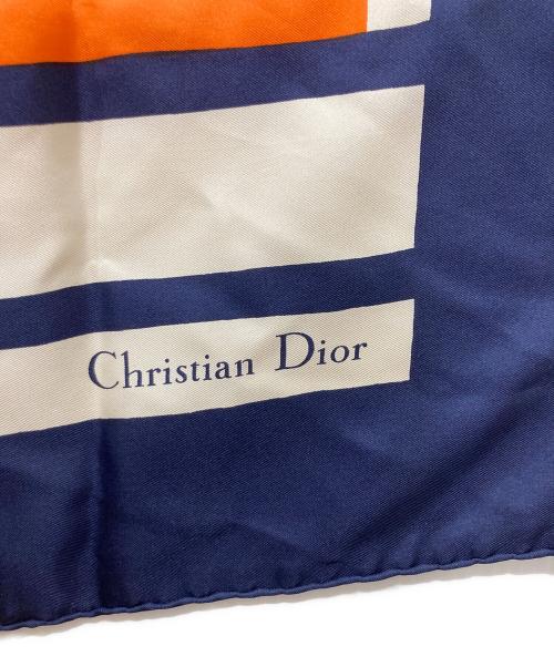 Christian Dior（クリスチャン ディオール）Christian Dior (クリスチャン ディオール) スカーフ ネイビー×オレンジの古着・服飾アイテム