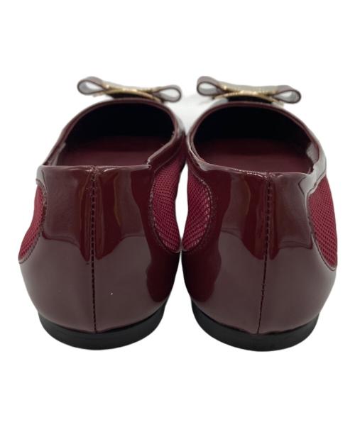 Salvatore Ferragamo（サルヴァトーレ フェラガモ）Salvatore Ferragamo (サルヴァトーレ フェラガモ) ZEA MESH ヴァラリボンフラットシューズ ボルドー サイズ:6　1/2の古着・服飾アイテム