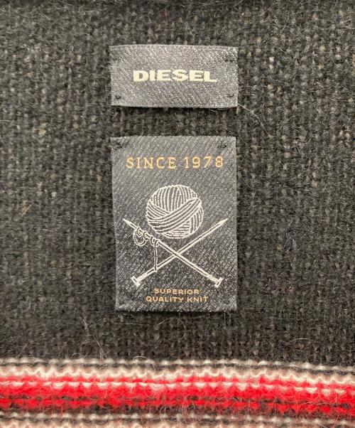 DIESEL（ディーゼル）DIESEL (ディーゼル) MOHAIR BREND CARDIGAN ブラック×レッド サイズ:Mの古着・服飾アイテム