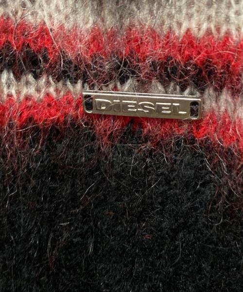 DIESEL（ディーゼル）DIESEL (ディーゼル) MOHAIR BREND CARDIGAN ブラック×レッド サイズ:Mの古着・服飾アイテム