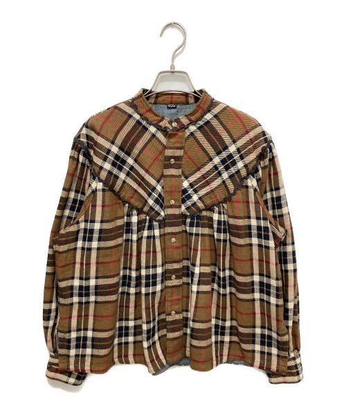 45R（フォーティファイブ・アール）45R (フォーティファイブ・アール) インディゴネルのタンバリンブラウス ブラウン サイズ:2の古着・服飾アイテム