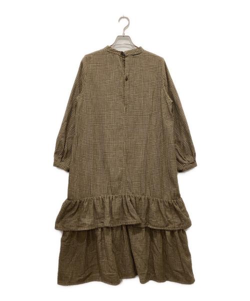 45R（フォーティファイブ・アール）45R (フォーティファイブ・アール) インディゴネルのティアードフリルドレス ブラウン サイズ:下記参照の古着・服飾アイテム