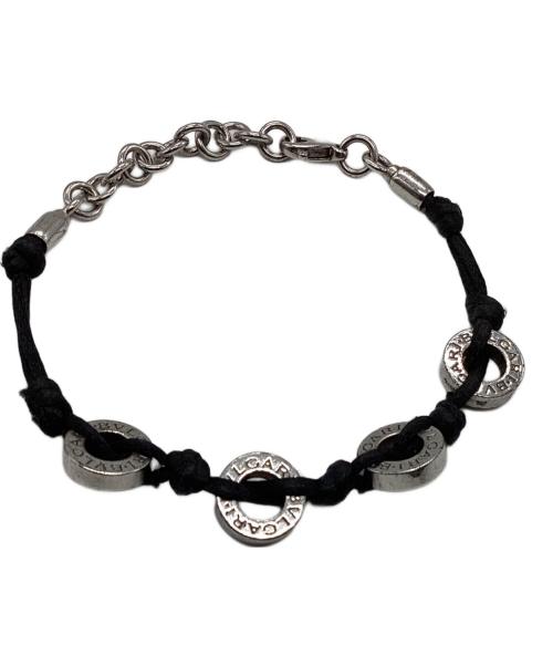 BVLGARI（ブルガリ）BVLGARI (ブルガリ) レザーコンビブレスレット ブラック×シルバーの古着・服飾アイテム