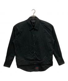 ALMOSTBLACK（オールモストブラック）の古着「レイヤード/バックプリントシャツ」｜ブラック
