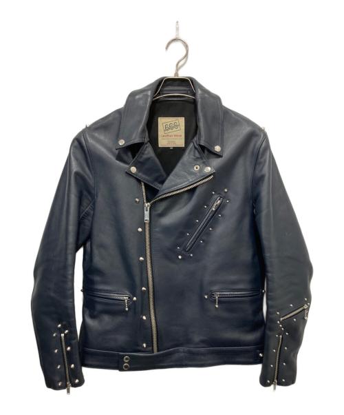 666（666）666 (666) LJM-8 フロントフラップスタッズ ライダースジャケット ネイビー サイズ:38の古着・服飾アイテム