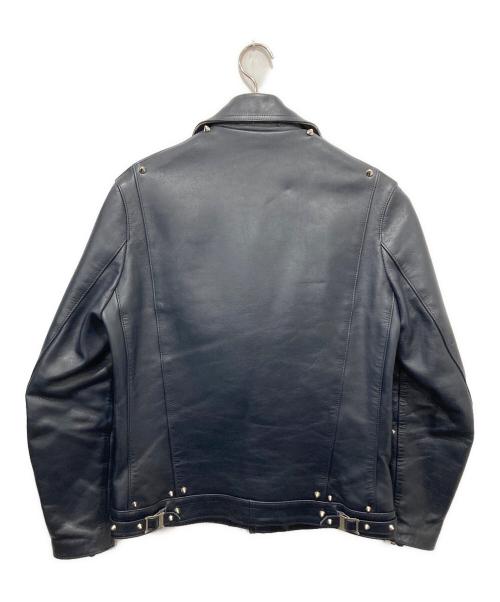 666（666）666 (666) LJM-8 フロントフラップスタッズ ライダースジャケット ネイビー サイズ:38の古着・服飾アイテム