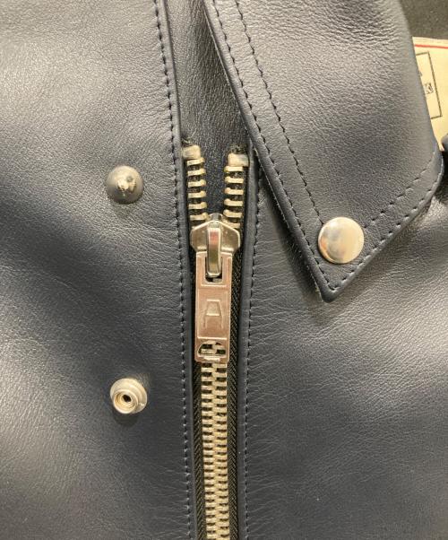 666（666）666 (666) LJM-8 フロントフラップスタッズ ライダースジャケット ネイビー サイズ:38の古着・服飾アイテム