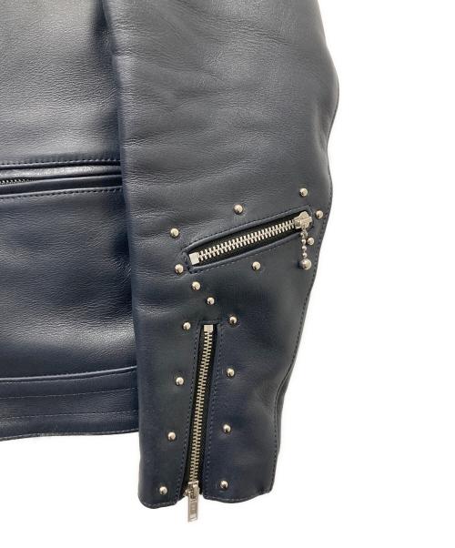 666（666）666 (666) LJM-8 フロントフラップスタッズ ライダースジャケット ネイビー サイズ:38の古着・服飾アイテム