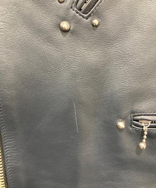 666（666）666 (666) LJM-8 フロントフラップスタッズ ライダースジャケット ネイビー サイズ:38の古着・服飾アイテム