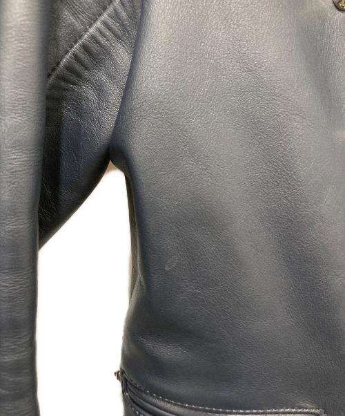 666（666）666 (666) LJM-8 フロントフラップスタッズ ライダースジャケット ネイビー サイズ:38の古着・服飾アイテム