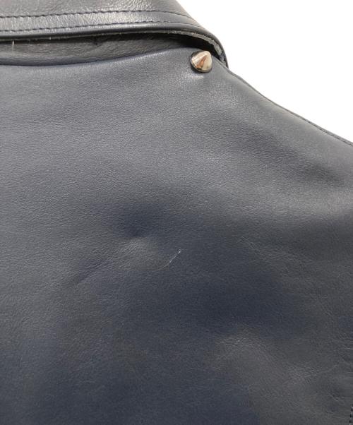 666（666）666 (666) LJM-8 フロントフラップスタッズ ライダースジャケット ネイビー サイズ:38の古着・服飾アイテム