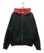 BAPE BY A BATHING APEベイプバイアベイシングエイプ）の古着「Wジップシャークパーカー」｜ブラック×レッド