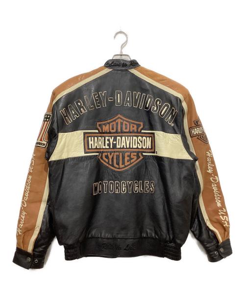 HARLEY-DAVIDSON（ハーレーダビッドソン）HARLEY-DAVIDSON (ハーレーダビッドソン) レザージャケット ブラック×ベージュ サイズ:Lの古着・服飾アイテム
