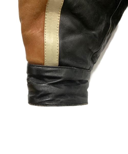 HARLEY-DAVIDSON（ハーレーダビッドソン）HARLEY-DAVIDSON (ハーレーダビッドソン) レザージャケット ブラック×ベージュ サイズ:Lの古着・服飾アイテム