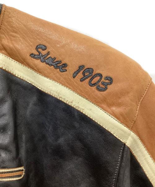 HARLEY-DAVIDSON（ハーレーダビッドソン）HARLEY-DAVIDSON (ハーレーダビッドソン) レザージャケット ブラック×ベージュ サイズ:Lの古着・服飾アイテム