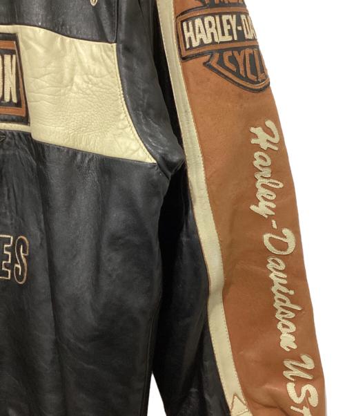 HARLEY-DAVIDSON（ハーレーダビッドソン）HARLEY-DAVIDSON (ハーレーダビッドソン) レザージャケット ブラック×ベージュ サイズ:Lの古着・服飾アイテム
