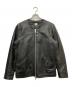 BARNS（バーンズ）の古着「ノーカラーレザージャケット」｜ブラック