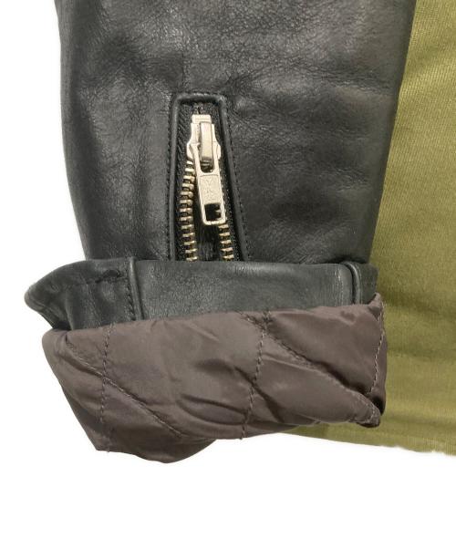 ALDIES（アールディーズ）ALDIES (アールディーズ) 袖レザーデッキジャケット カーキ×ブラック サイズ:Mの古着・服飾アイテム